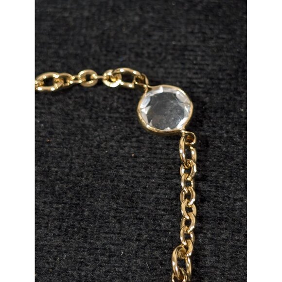 Vintage Gold Tone Clear Lucite Bezel Chain Bracelet Tennis 7 inn - Picture 3 of 6